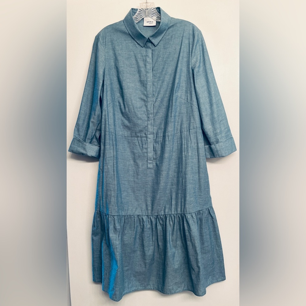 Akris Punto Midi Chambray Blue Shirt Dress size 10